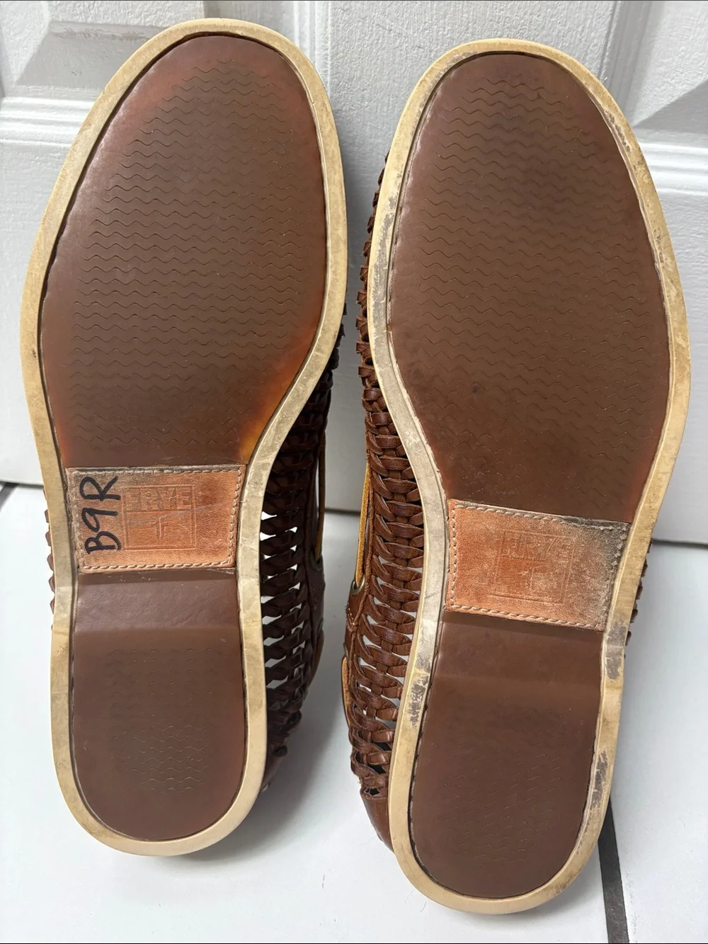 Frye Men's Sully Woven Leather Lace-Up Brown Boat Venetian Shoes Loafers Size 11